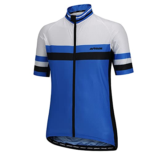 Airtracks Herren Fahrradtrikot Kurzarm Pro Line Radtrikot Jersey Bike Shirt Atmungsaktiv Schnelltrocknend Reflektierend Größen XS S M XL XXL - blau-weiß - M von Airtracks