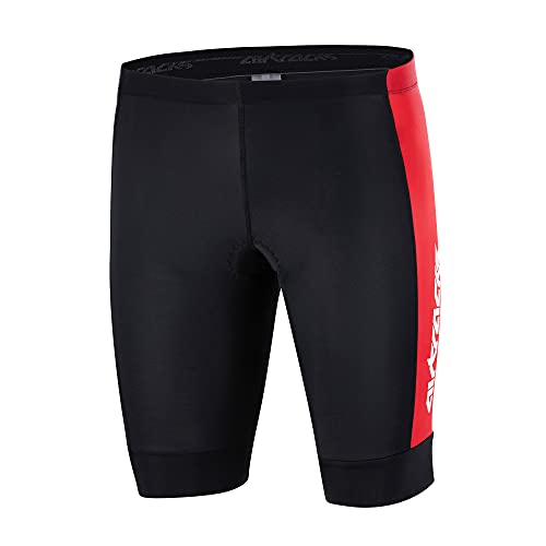 Airtracks Herren Fahrradhose Kurz Radhose Pro Line Kurze MTB Radlerhose Mountainbike 3D Coolmax Gepolstert Atmungsaktiv Reflektoren S M L XL XXL 3XL 4XL - schwarz-rot - L von Airtracks