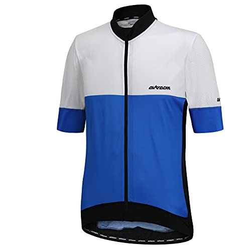 Airtracks Herren Fahrradtrikot Kurzarm Radtrikot Jersey Bike Shirt Atmungsaktiv Schnelltrocknend Reflektierend Größen XS S M XL XXL - blau-weiß - XXXL von Airtracks