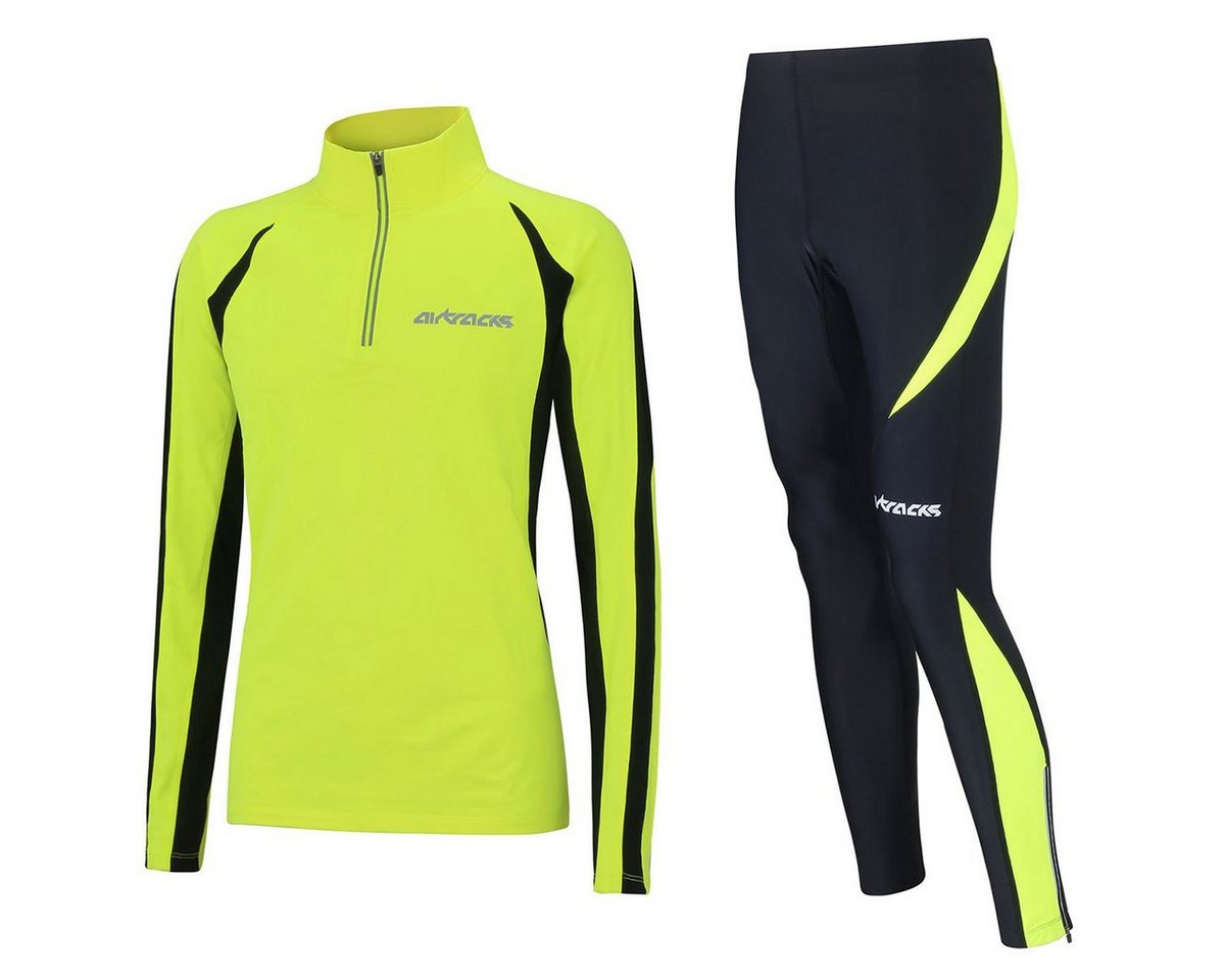 Airtracks Lauftights Herren Thermo Laufset Pro: Funktions Laufshirt Langarm + Laufhose Lang (Set, 2-tlg) Laufbekleidung mit warme Thermoqualität, bei kaltem Wetter Herbst -Winter » S M L Xl XXL XXXL « von Airtracks