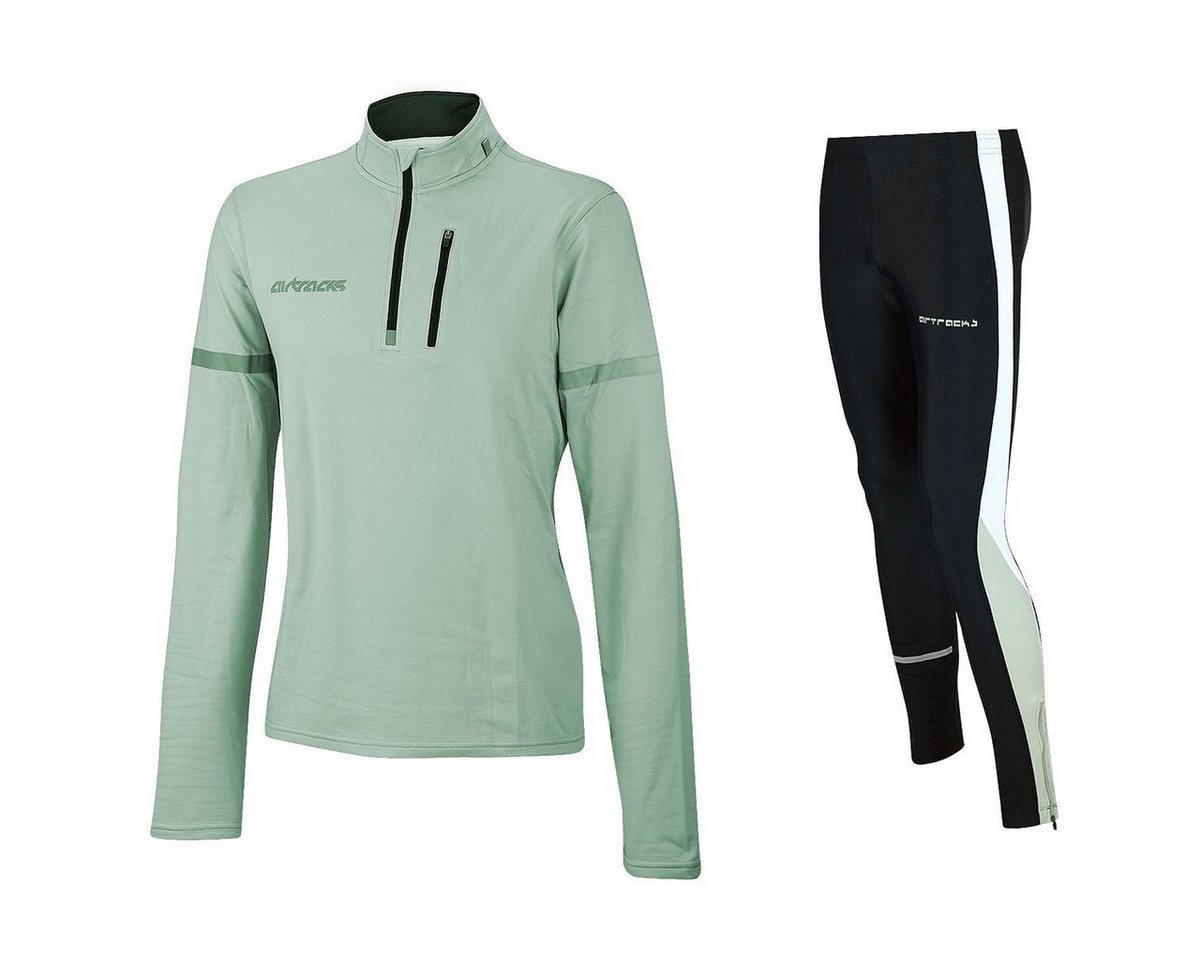 Airtracks Lauftights Herren Thermo Laufset Pro: Thermo Laufshirt Langarm + Laufhose Lang (Laufset, 2-tlg) Laufbekleidung mit ausgezeichneter thermischer, Isolierkraft bei kaltem Wetter Herbst - Winter » S M L Xl XXL XXXL « von Airtracks