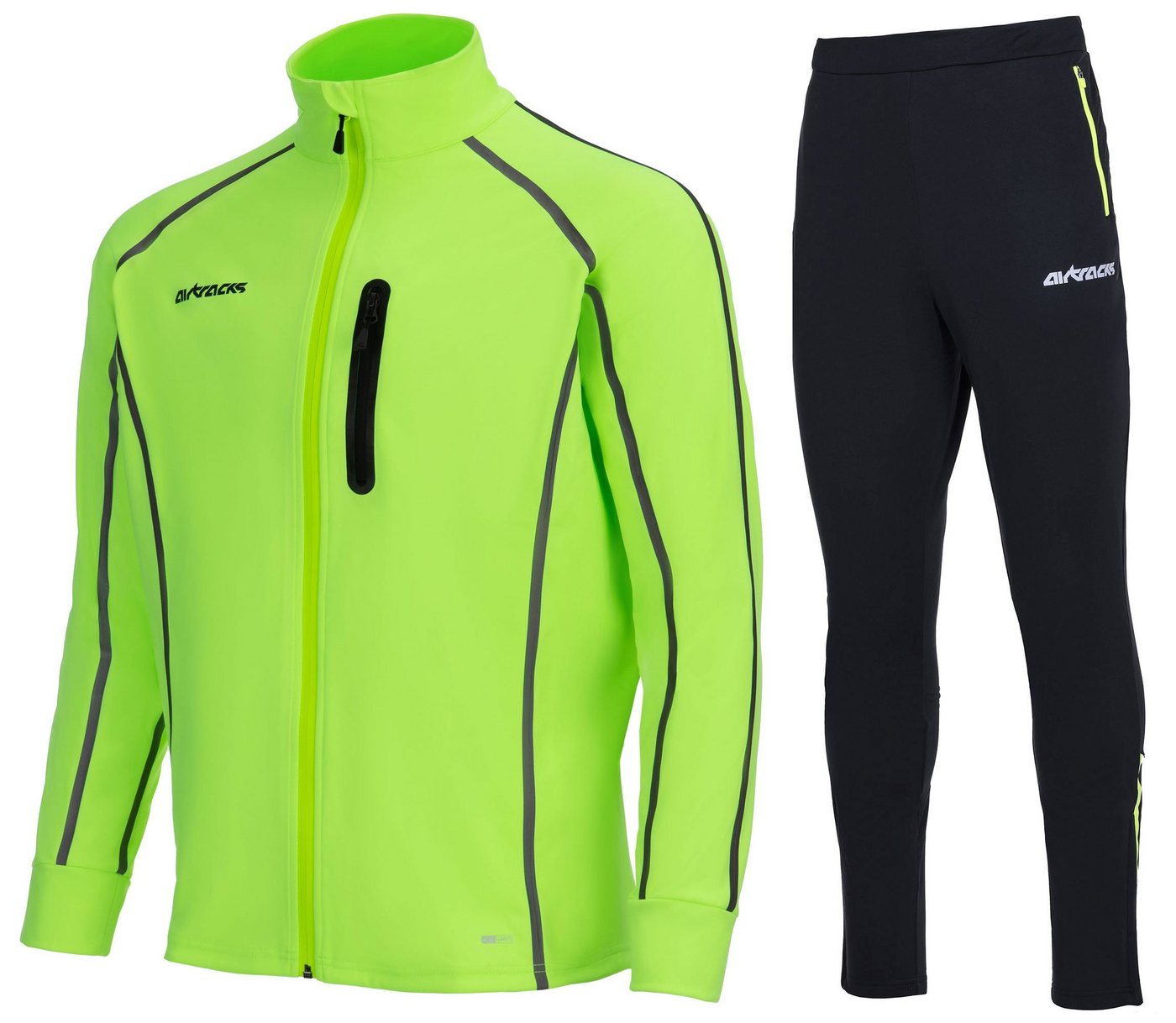 Airtracks Lauftights Winter Herren Laufset Pro Team: Thermo Jacke Air Tech II + Laufhose (Laufbekleidung mit warme Thermoqualität, Laufset 2 -tlg) bei kaltem Wetter Herbst - Winter » S M L Xl XXL XXXL « von Airtracks