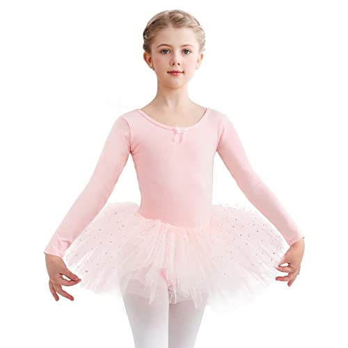 Aiseyi Langarm Mädchen Ballettkleidung Balettkleider balletttrikot mit rock Baumwolle Ballettanzug Ballettkleid Ballett Tütü Tanzkleid von Aiseyi