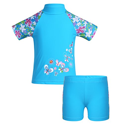 Aislor 2-teiliges Mädchen Tankini Badeanzug mit UV-Schutz und Blumendruck Badebekleidung Rollkragen Kurzarm Badeshirt + Badehose Sets Bademode Himmelblau 128-140 Aislor 2-teiliges Mädchen Tankini Badeanzug mit UV-Schutz und Blumendruck Badebekleidung Rollkragen Kurzarm Badeshirt + Badehose Sets Bademode Himmelblau 128-140 von Aislor
