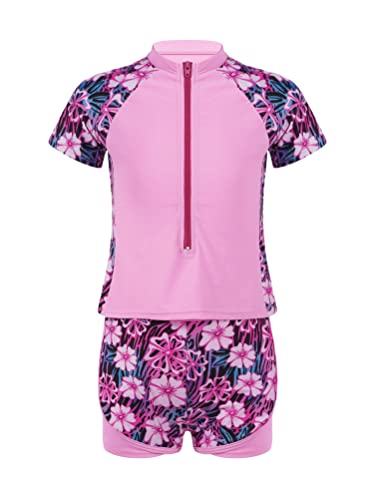 Aislor 2-teiliges Mädchen Tankini Badeanzug mit UV-Schutz und Blumendruck Badebekleidung Rollkragen Kurzarm Badeshirt + Badehose Sets Bademode T Rosa Blumen 110-116 Aislor 2-teiliges Mädchen Tankini Badeanzug mit UV-Schutz und Blumendruck Badebekleidung Rollkragen Kurzarm Badeshirt + Badehose Sets Bademode T Rosa Blumen 110-116 von Aislor