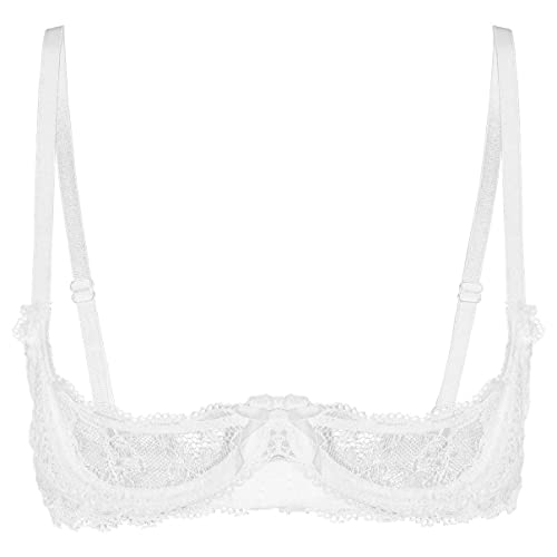 Aislor Offene Brust BH Damen Hebe BH Ouvert Spitze Dessous mit Bügel Brustfreie Dessous Busenfrei Sex Reizwäsche Erotik Unterhemd Bra Top Z Weiß XL von Aislor