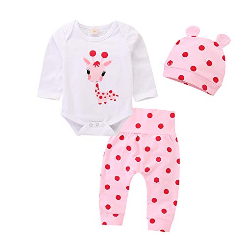 Aisprts Baby Kleidung Mädchen Set 3 Stück Neugeborenen Set mit Bequemes Kurzarm Top + Print Elastische Taillenhose + Stirnband Baby Outfit für 0-24 Monate von Aisprts