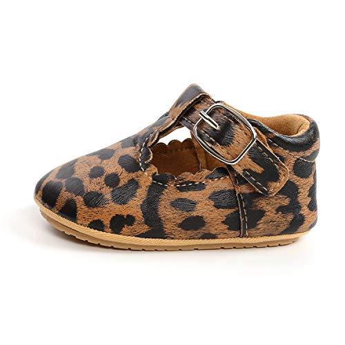 Aisprts Baby Schuhe Weiche Leder Krabbelschuhe rutschfest Baby Lauflernschuhe Prinzessin Mary Jane Flats Babyschuhe Taufe,für Kleinkind Baby Mädchen 0-6 Monate(D Leopard) von Aisprts