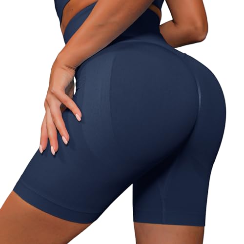 Aisprts Radlerhose Damen Scrunch Butt Hohe Taille Sporthose Damen Kurz Nahtlose Gym Shorts Push Up Kurze Leggings für Sommer Workout Fitness Laufen Yoga, Navy Blau, L von Aisprts