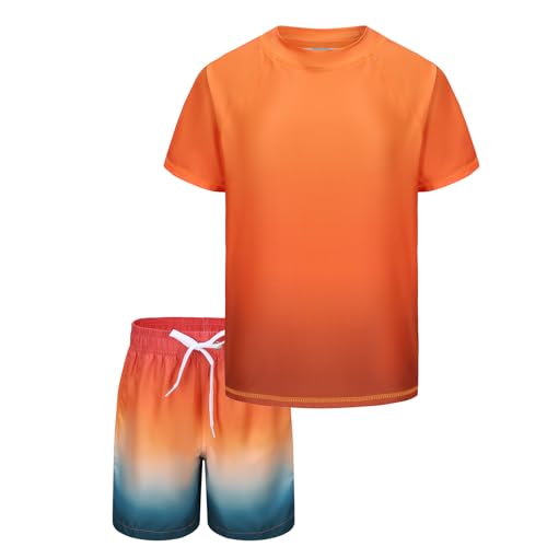 Badeset Jungen Schwimmshirt Jungen Zweiteilig Kurzarm Badeshirt Kinder Boardshorts UV Shutz Jungen Badeanzug 104 110/4-5 Jahre von Aisyee