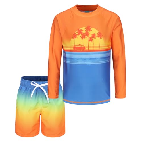 UV Badeset Jungen Badeshirt Jungen Zweiteilig Langarm Schwimmshirt Kinder Boardshorts Jungen Badeanzug 122 128/7-8 Jahre von Aisyee