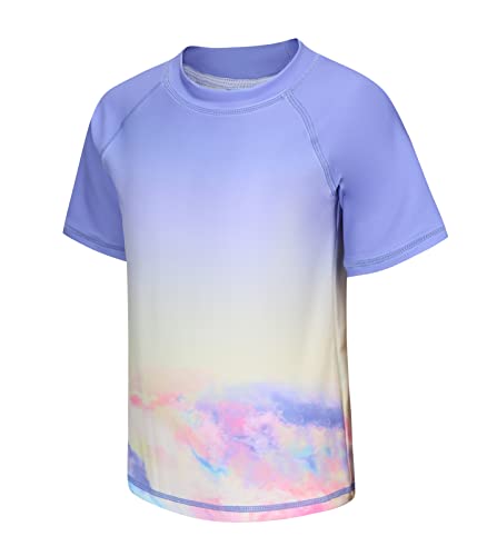 UV Schwimmshirt Kinder Einteiler Kurzarm Mädchen Badeshirt Top Kinder Mädchen Badeanzug UV-Shutz 122 128/7-8 Jahre von Aisyee