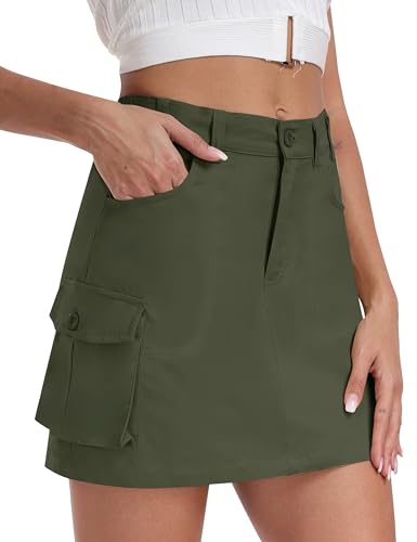 AjezMax Damen Outdoor Skort Baumwolle Casual Skort Rock UPF 50+ Slim mit Cargo Taschen Active Wandern von AjezMax