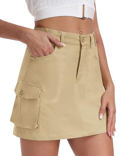 AjezMax Damen Outdoor Skort Baumwolle Casual Skort Rock UPF 50+ Slim mit Cargo Taschen Active Wandern von AjezMax