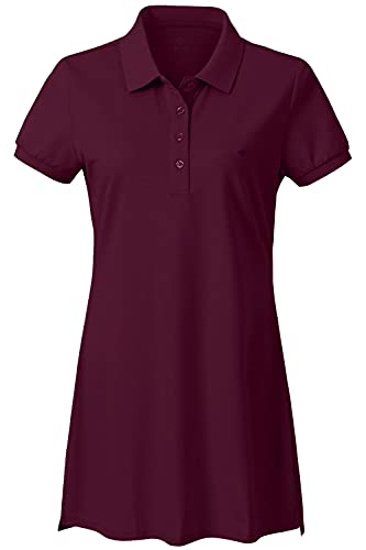 AjezMax Damen Polokleid Knielang Kleid Baumwolle Sommer Kleider Langes Polohemd Lässig Dress Rot S von AjezMax