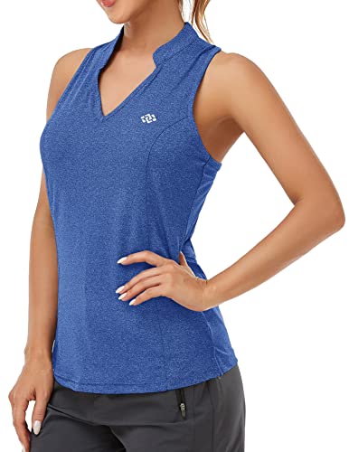 AjezMax Sport Top Damen Polyester Racerback Yoga Tennis Tank Top V-Ausschnitt Freizeit Ärmellos Shirt Leicht Funktionsshirt Himmelblau L von AjezMax