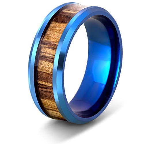 Akitsune Byakko Ring | Damen Herren Holz Edelstahl Designer Carbid Blau-Holz - US 10 von Akitsune