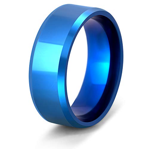 Akitsune Gembu Ring | 8mm | Damen Herren Edelstahl Ring Herren Designer Blau - US 9 von Akitsune
