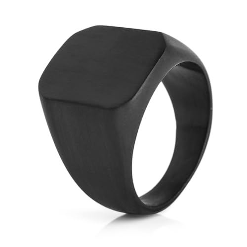 Akitsune Iustitia Ring | Design-Ring Frauen Herren Schlicht Edelstahl Minimalistisch - Mattschwarz - US 9 von Akitsune