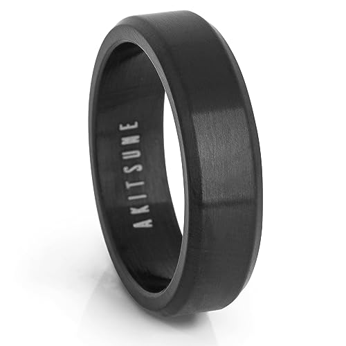 Akitsune Purus Bandring | Schmaler Design-Ring Frauen Herren Edelstahl Elegant Luxus Premium Minimalistisch - Mattschwarz - US 10 von Akitsune