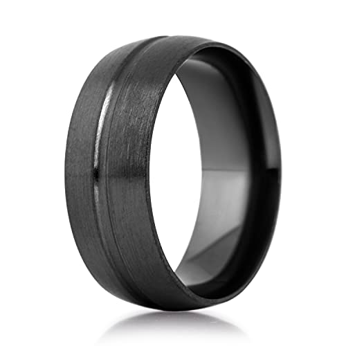 Akitsune Seiryu Ring | Herren Damen Freundschaft Edelstahl Designer Carbid Schwarz-Schwarz - US 7 von Akitsune