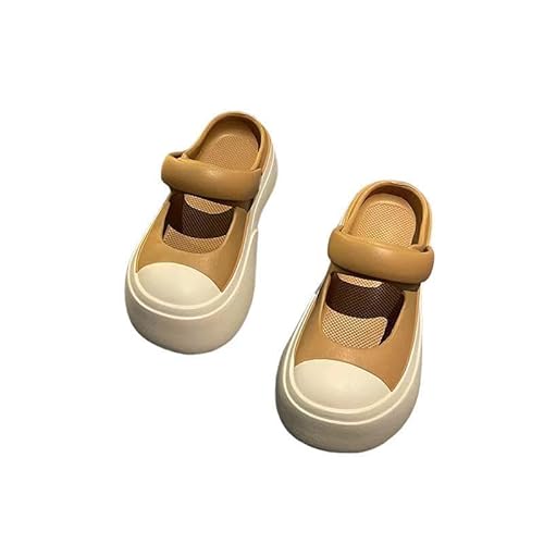 AlHECE Hausschuhe damen Dicke Sohle Outdoor Sandalen Zwei-Wear Kontrastierende Farbe High Heels Hausschuhe-Khaki-39-40 von AlHECE