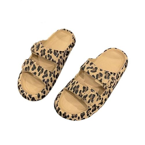 AlHECE Hausschuhe damen Sommer Frauen Leopard Print Plattform Hausschuhe Casual Dicke Sohle Innen- Und Outdoor Sandalen Paar Strandschuhe-Khaki-36 von AlHECE