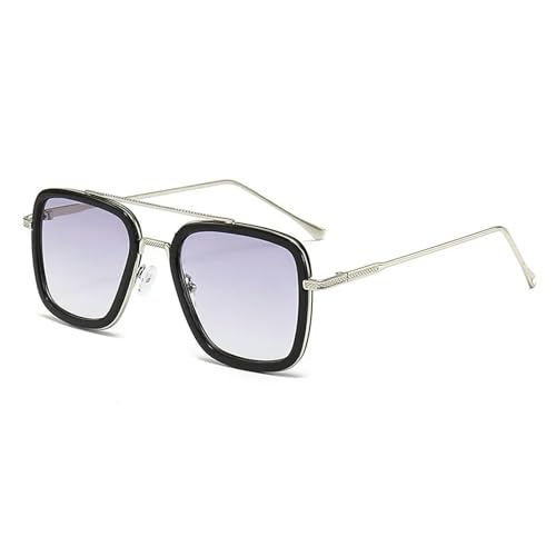 AlHECE Sonnenbrille Männer Sonnenbrille Metall Steampunk Sonnenbrille Für Frauen Trendige Outdoor Schatten Eyewear Unisex Zubehör-Hellgrau von AlHECE