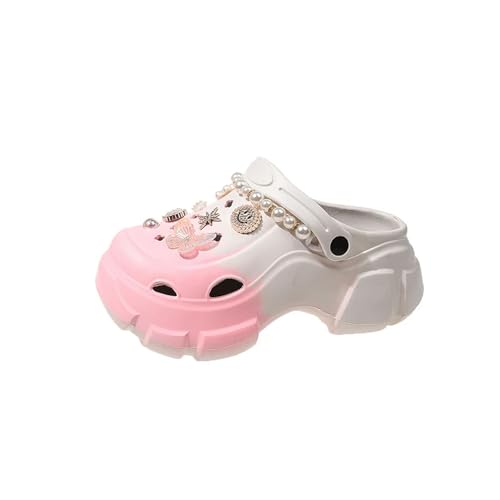 Hausschuhe Damen Sandalen Cartoon Clogs Frauen Maultiere Sommer Strand Sandalen Höhle Loch Weiblicher Garten Schuh Für Studenten Mädchen-Rosa-36 von AlHECE