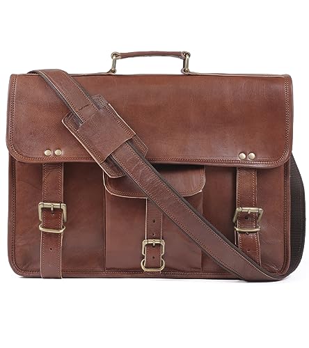 ALASKA EXPORTS Laptoptasche | Leder Messenger für Damen und Herren | Aktentaschen für Männer | Eine perfekte Umhängetasche kann für Schule und Arbeit (27,9 x 38,1 cm), braun von ALASKA EXPORTS