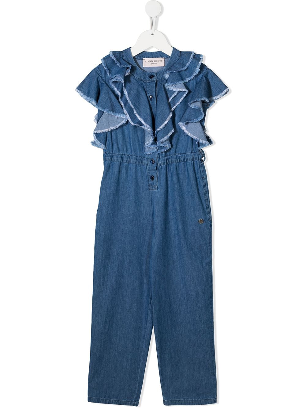 Alberta Ferretti Kids Jeans-Jumpsuit mit Volants - Blau von Alberta Ferretti Kids