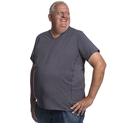 T-Shirt Herren V-Hals Doppelpack Basic 2 Stück Tshirt Übergrößen XL - 8XL für Männer mit Übergröße Bauchumfang 6XL-B Grau T-Shirt Herren V-Hals Doppelpack Basic 2 Stück Tshirt Übergrößen XL - 8XL für Männer mit Übergröße Bauchumfang 6XL-B Grau von Alca Fashion