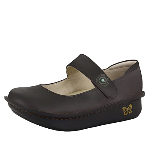 Alegria Damen Paloma Mary Jane Flat, 36, Schwarz Nappa, 36 EU, Geöltes Braun, 38/39 EU von Alegria by PG Lite