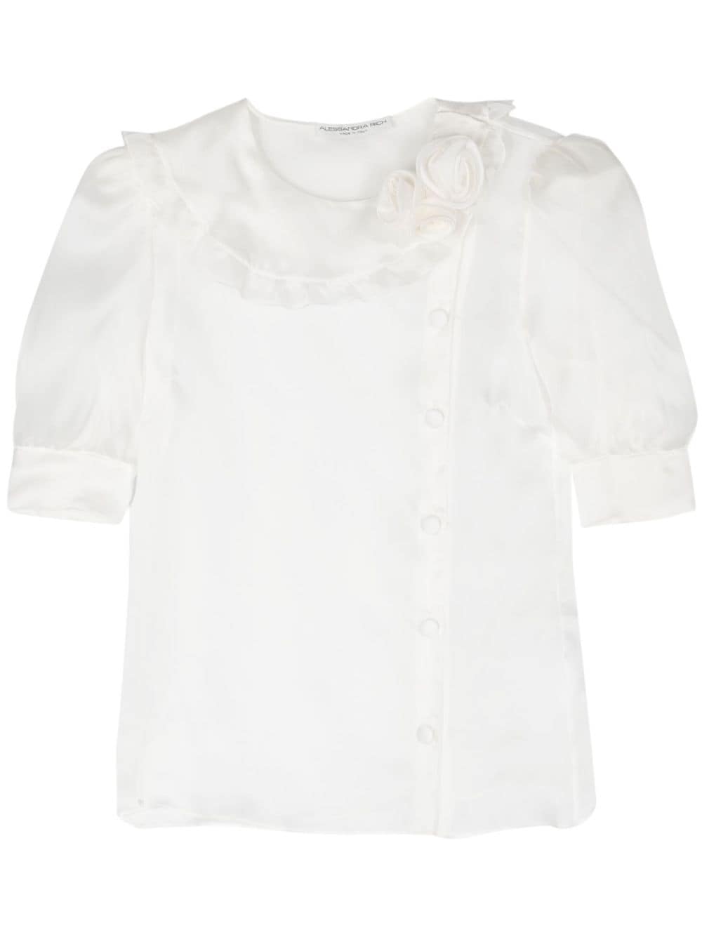 Alessandra Rich Bluse mit Blumenapplikation - Weiß von Alessandra Rich