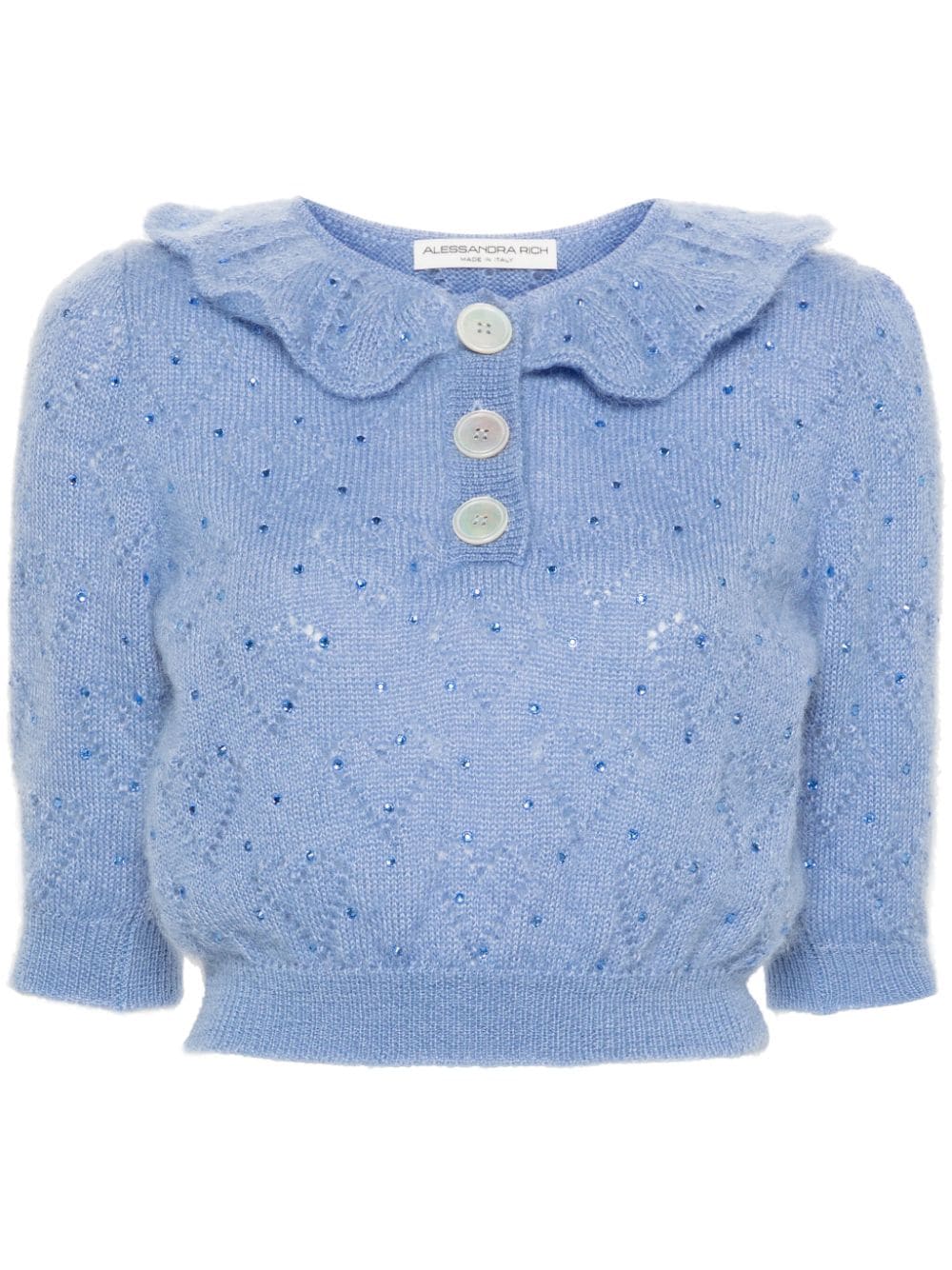 Alessandra Rich Cropped-Top mit Kristallen - Blau von Alessandra Rich