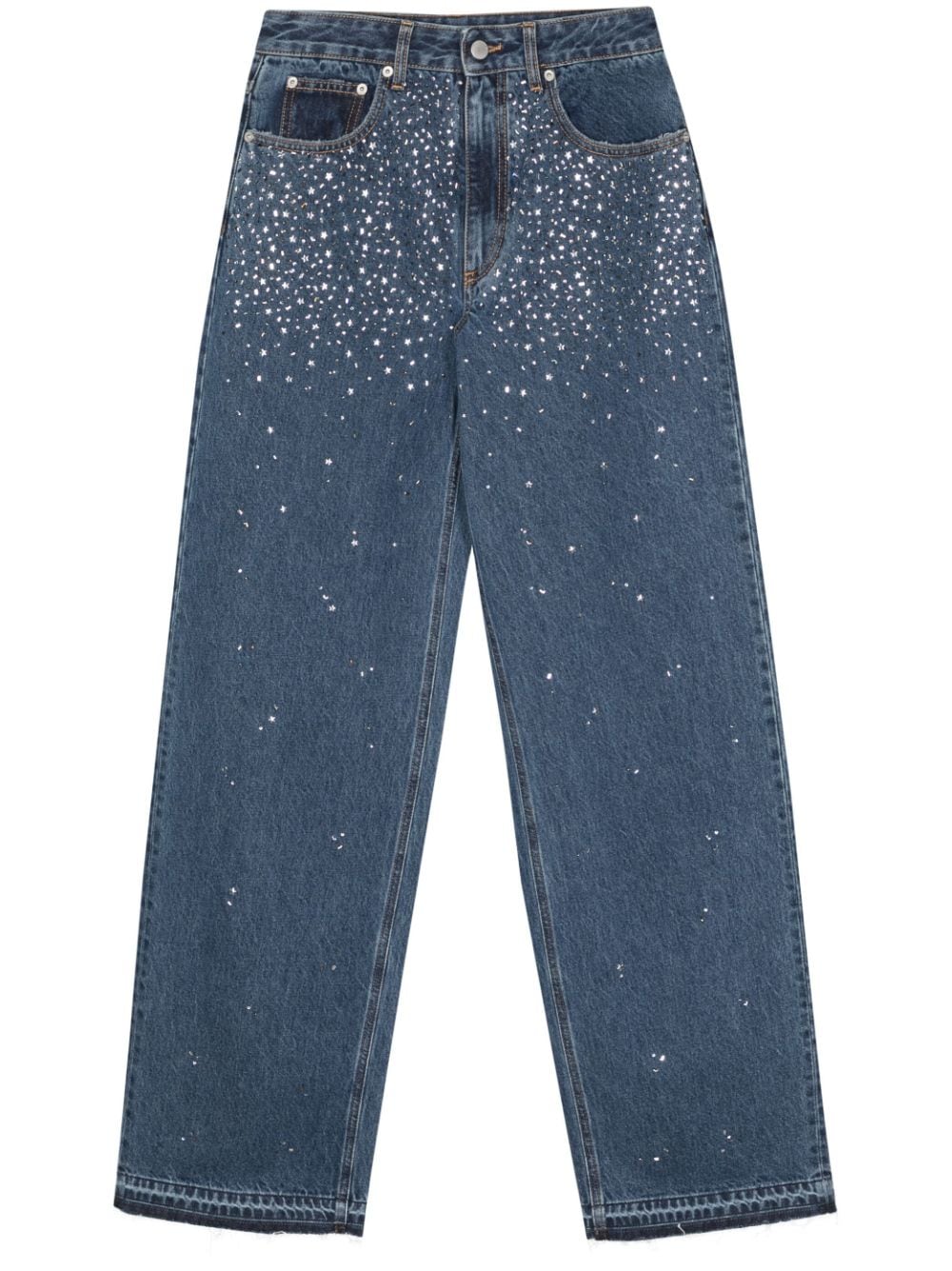 Alessandra Rich Wide-Leg-Jeans mit Strass - Blau von Alessandra Rich