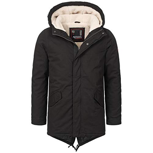 A. Salvarini warme Herren Designer Winter Parka Teddyfell gefüttert Winterjacke [AS-138-Schwarz-Gr.M] von ALESSANDRO SALVARINI