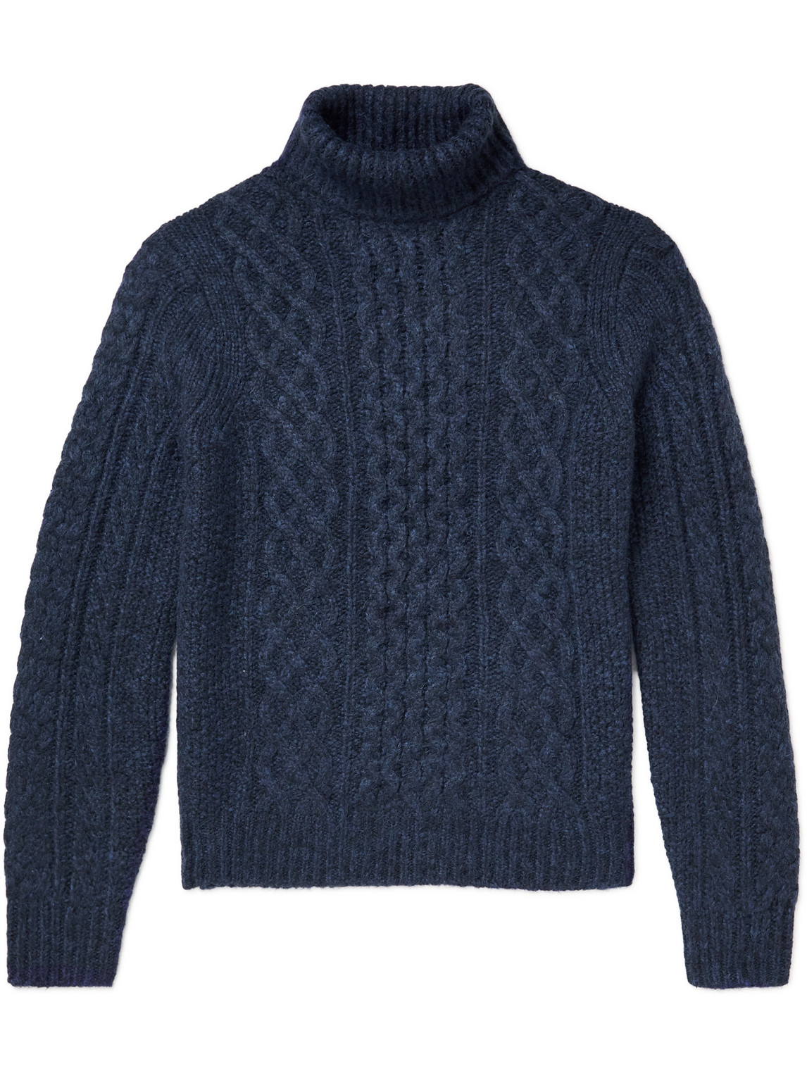 Alex Mill - Recycled Cable-Knit Rollneck Sweater - Men - Blue - M von Alex Mill