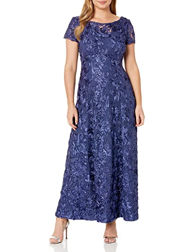 Alex Evenings Damen Long A-Line Rosette Dress Kleid fr besondere Anlsse, violett, 40 Zierlich von Alex