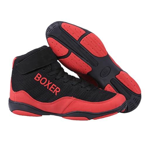 Boxing Shoe,Leichter Boxschuhe Herren Frauen,Wrestling-Schuhe für Erwachsene,Box Training Schuhe mit Halt,Verschleißfeste Gummisohle,Atmungsaktives Mesh-Obermaterial,33-47EU von Alexchemia