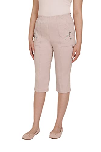 Alica Kurze Dreiviertel Sommer Schlupfhose mit Gummizug, Stretch, Senioren Hose, Kurzgröße, gerader Schnitt, Hosentaschen von Alica