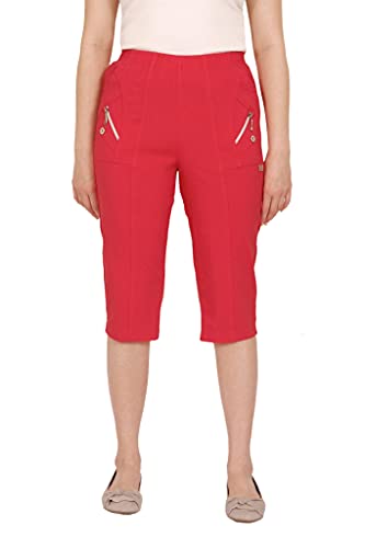 Alica Kurze Dreiviertel Sommer Schlupfhose mit Gummizug, Stretch, Senioren Hose, Kurzgröße, gerader Schnitt, Hosentaschen von Alica