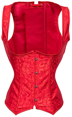 Alivila.Y Fashion Corset Damen faux-leder underbust Stahl ohne Knochen Korsett-Taille cincher 4X-groß/Brust: 41-43" Taille: 35-37" rot von Alivila.Y Fashion