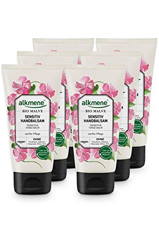 alkmene Handbalsam mit Bio Malve - Sensitiv Handcreme für empfindliche & trockene Hände - vegane Creme ohne Silikone, Parabene, Mineralöl, PEGs, SLS & SLES - Hautpflege im 6er Pack (6x 75 ml) von Alkmene