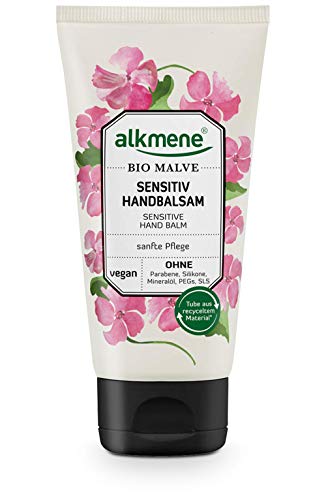 alkmene Handbalsam mit Bio Malve - Sensitiv Handcreme für empfindliche & trockene Hände - vegane Creme ohne Silikone, Parabene, Mineralöl, PEGs, SLS & SLES - Hautpflege (1x 75 ml) von Alkmene