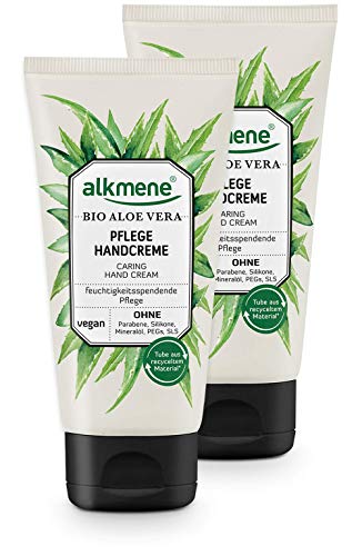 alkmene Handcreme mit Bio Aloe Vera - Handcreme für sehr trockene Hände - vegane Handcreme ohne Silikone, Parabene, Mineralöl, PEGs, SLS & SLES im 2er Vorteilspack (2x 75 ml) von Alkmene