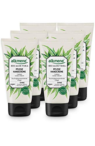 alkmene Handcreme mit Bio Aloe Vera - Handcreme für sehr trockene Hände - vegane Handcreme ohne Silikone, Parabene, Mineralöl, PEGs, SLS & SLES im 6er Vorteilspack (6x 75 ml) von Alkmene