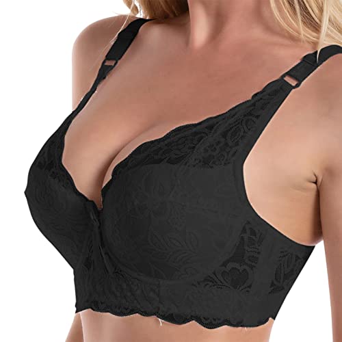 Allegorly Damen Push Up BH mit floraler Spitze Bügel BH Komfort BH Hochwertiger Damen BH mit Bügel BH sehr guter Halt bei schönem Dekolleté Bequemer BH Damen mit Bügel BH von Allegorly