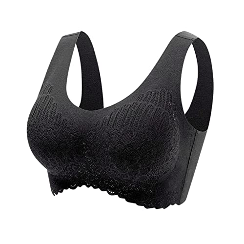 Allegorly Frau Spitze dünne Unterwäsche weibliche BHs für Frauen Spitze sexy Dessous Bralette für Damen Spitzen BH ohne Bügel Weicher Atmungsaktiver und Leichter Klassische Bustier (#1 Black, XXXXL) von Allegorly