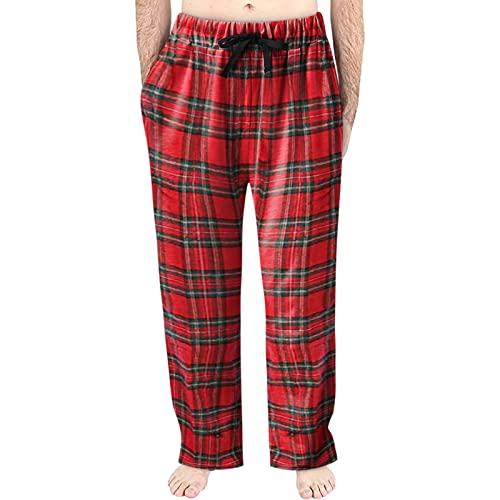 Allegorly Herren Schlafhose Casual Karierte Hose Freizeithosen Lose Lange Hosen Kordelzug Pyjamahose von Allegorly